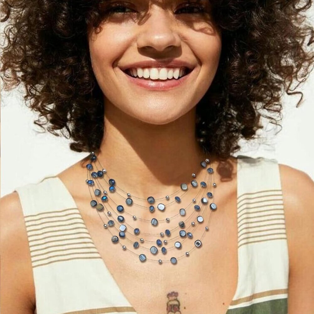 Multi-Layer Boho Shell Beaded Necklace For Women … - image 3